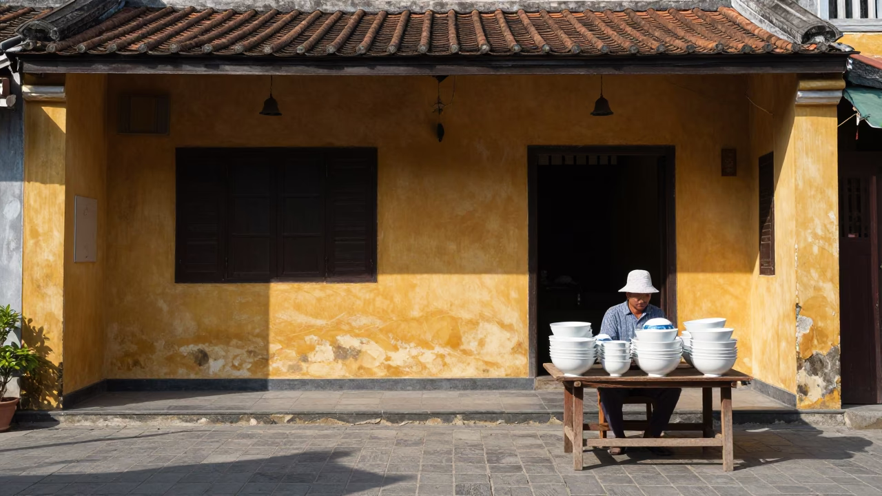Rope Fibers in Hoi An at Flat Noon Light in in Hoi An, Vietnam