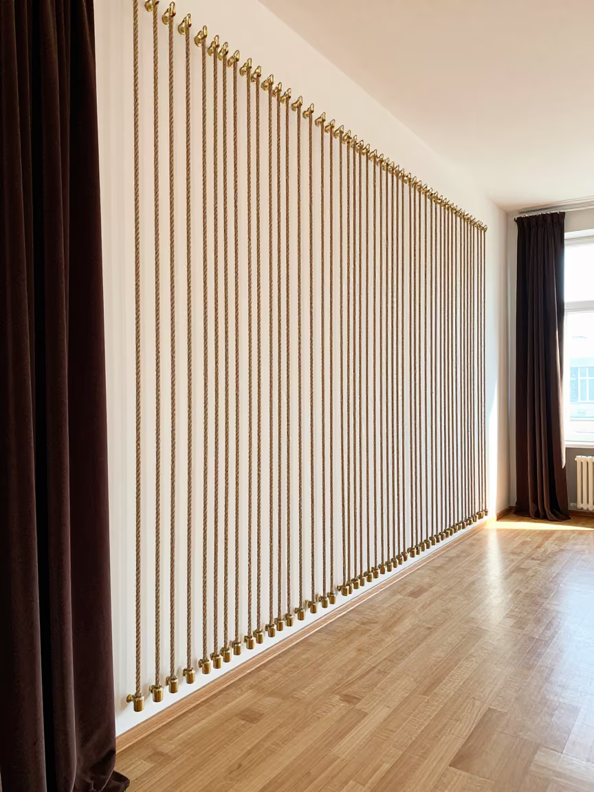 Rope Wall Humming Behind Theater Curtains in in a rehearsal room in Oradea