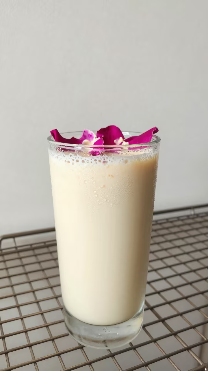 Rose Petal Lassi on Bakery Rack in Lekki Lagos in on a bakery cooling rack in Lekki, Lagos