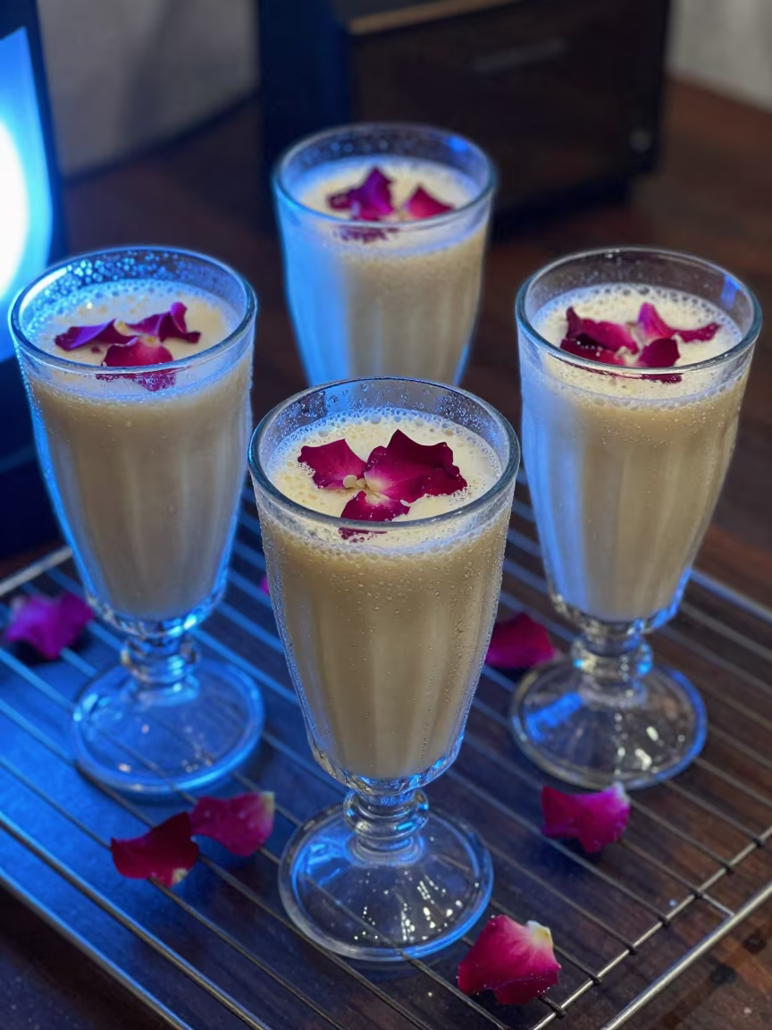 Rose Petal Lassi on Cooling Rack in on a bakery cooling rack in Acapulco de Juárez
