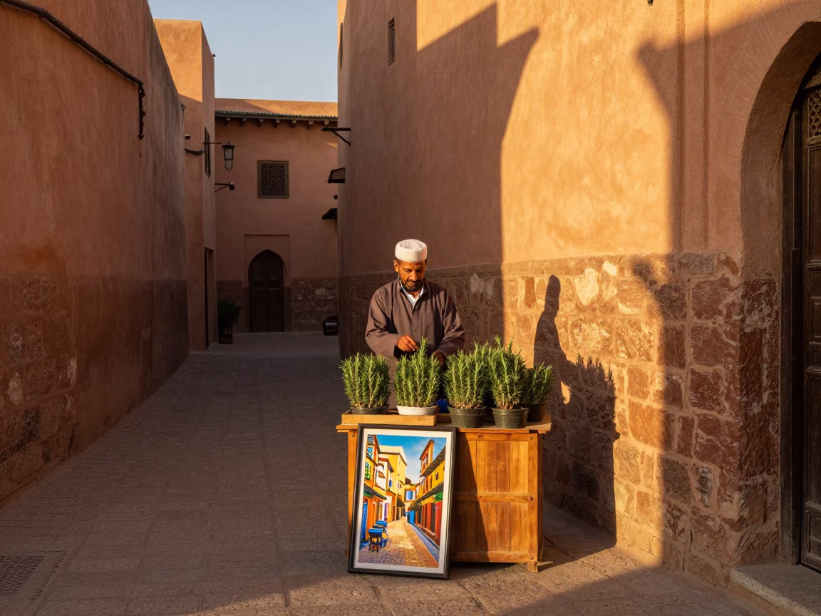 Rosemary Sprigs in Marrakech at Golden Hour in in Marrakech, Morocco