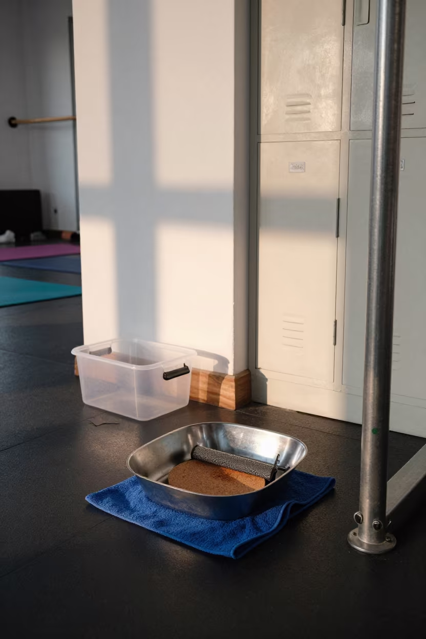 Rosin Cleanup Pan in Yoga Studio Before Class in inside a yoga studio before the session begins in Qingdao