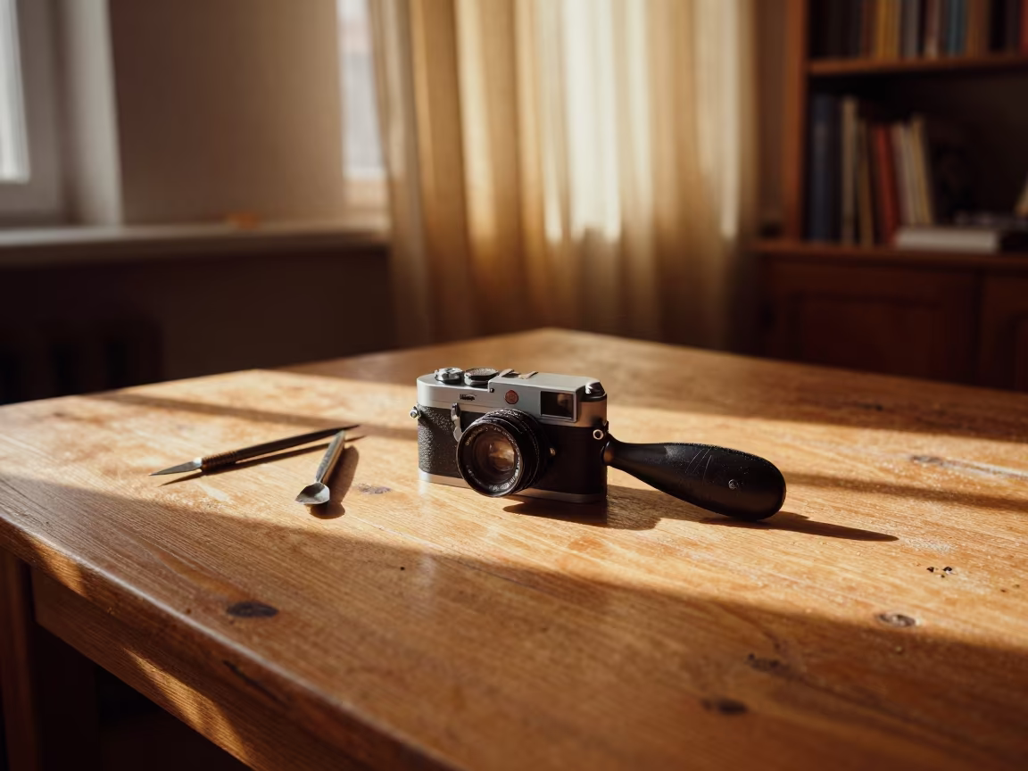 Rotary Cutter on Dusty Library Table in Irkutsk in on a dusty library table in Irkutsk