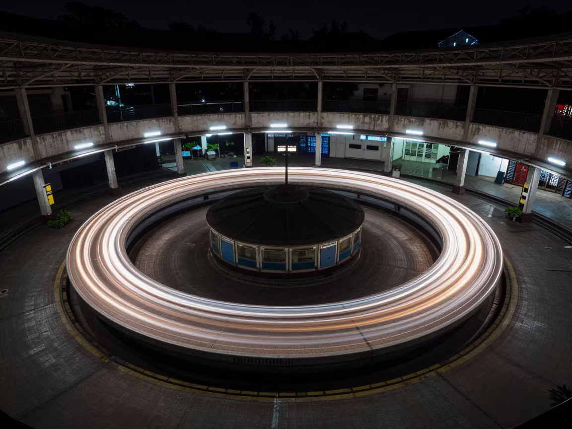 Rotating Restaurant Light Trails Jakarta Terminal in inside a restored train terminal near Jakarta