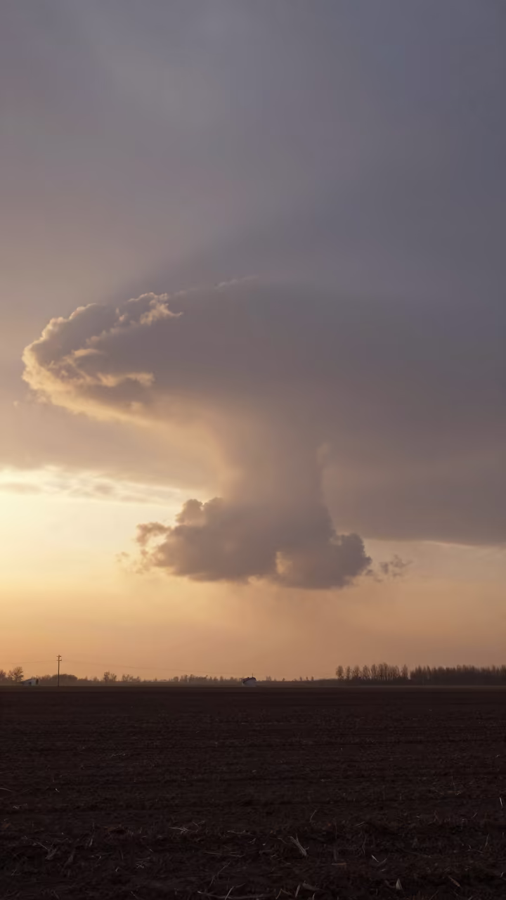 Rotating Wall Cloud Over Dalian Cropland in near Dalian