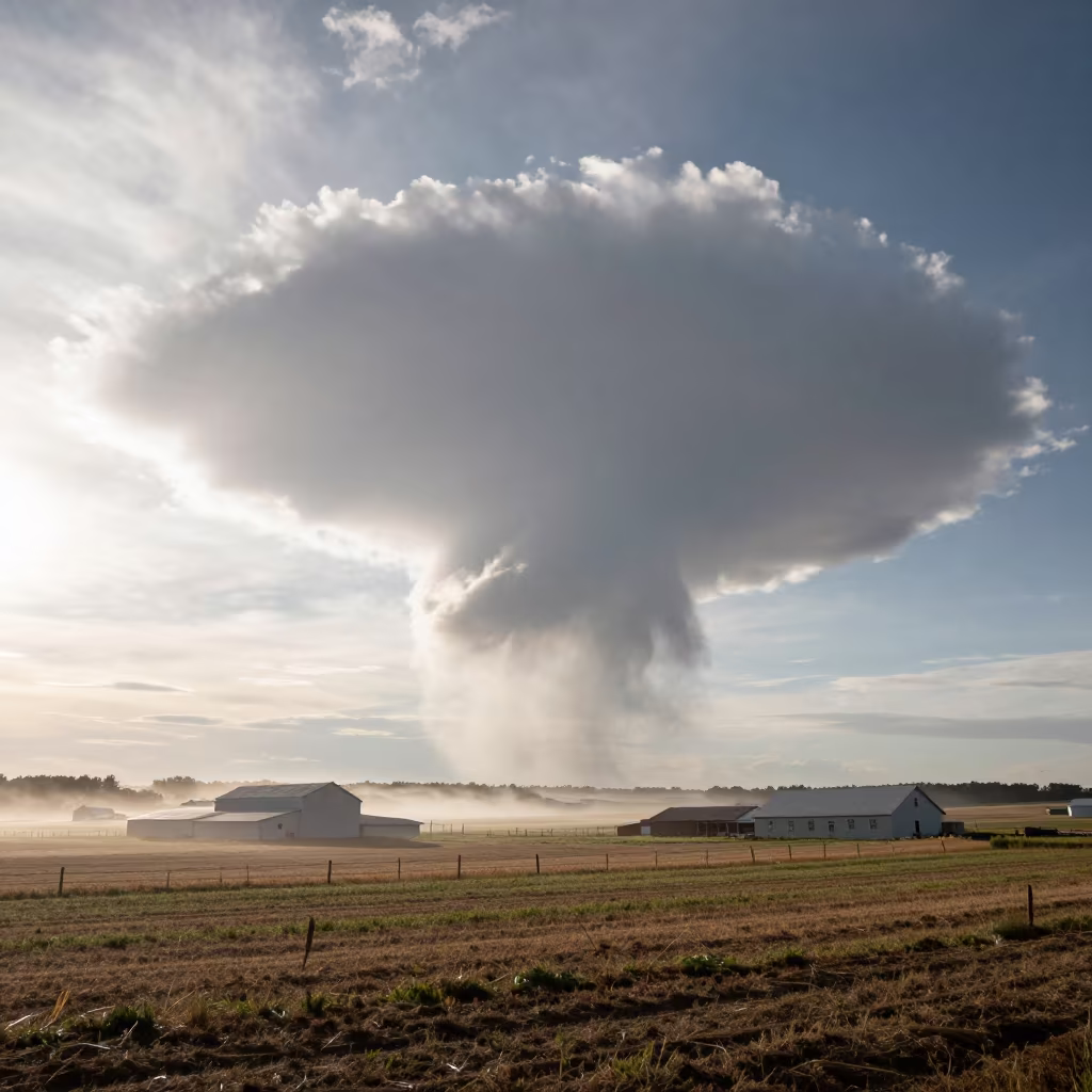 Rotating Wall Cloud Over South Dakota Farmstead in in South Dakota