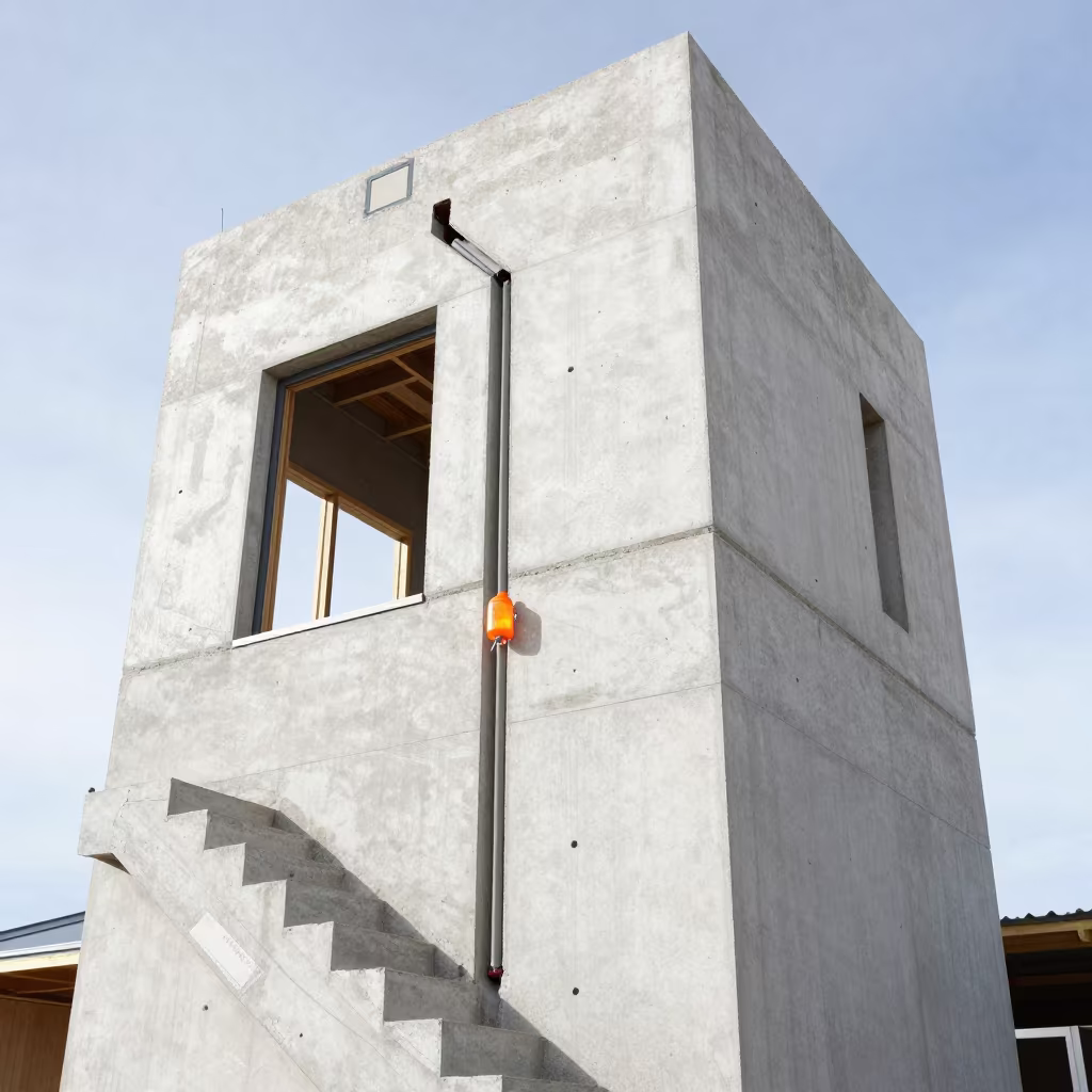 Rough-in Wall in Hobart Stair Tower in inside a bare shell stair tower in Hobart