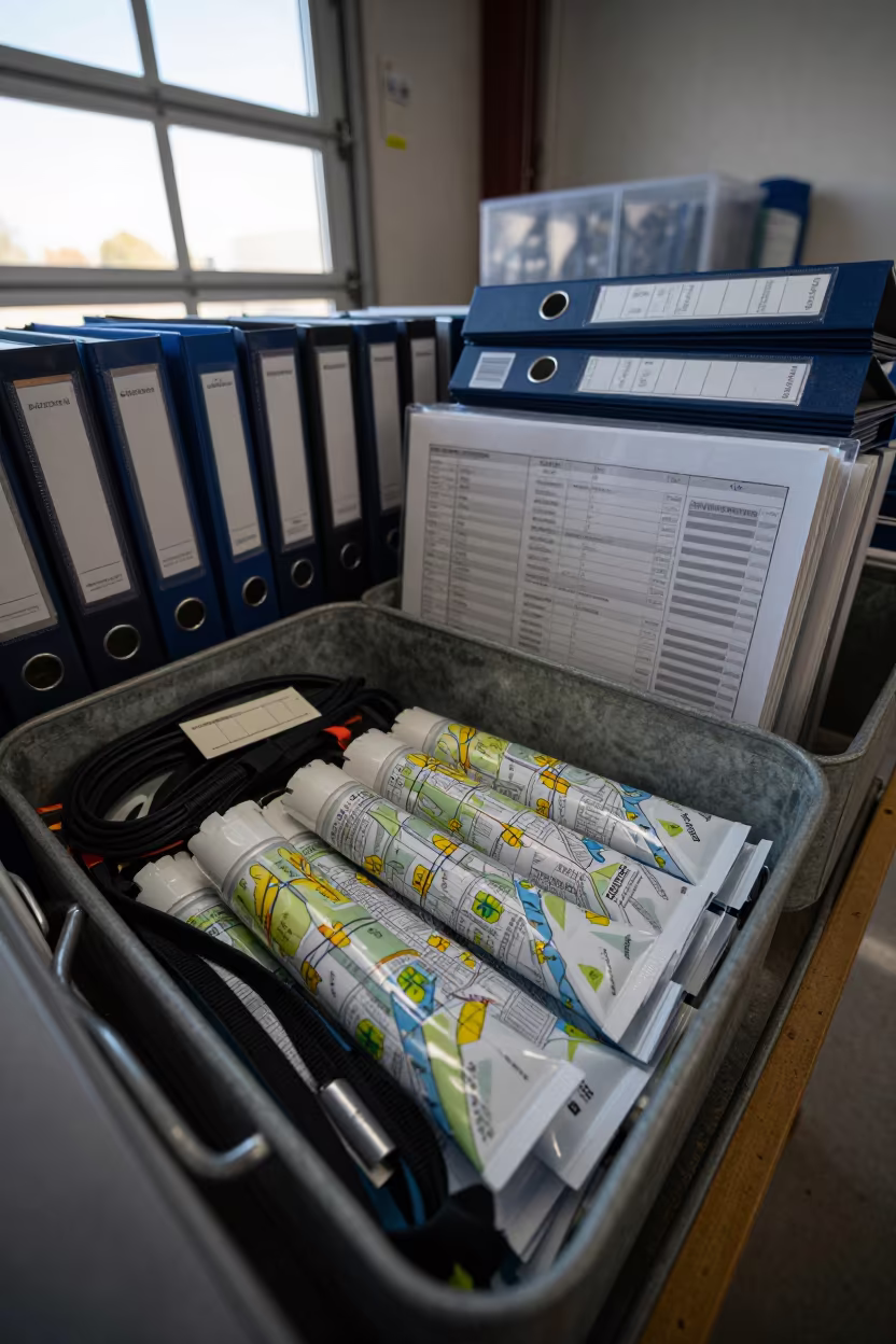 Route Map Tubes in Dawn Light in inside a chilled distribution bay near Pretoria