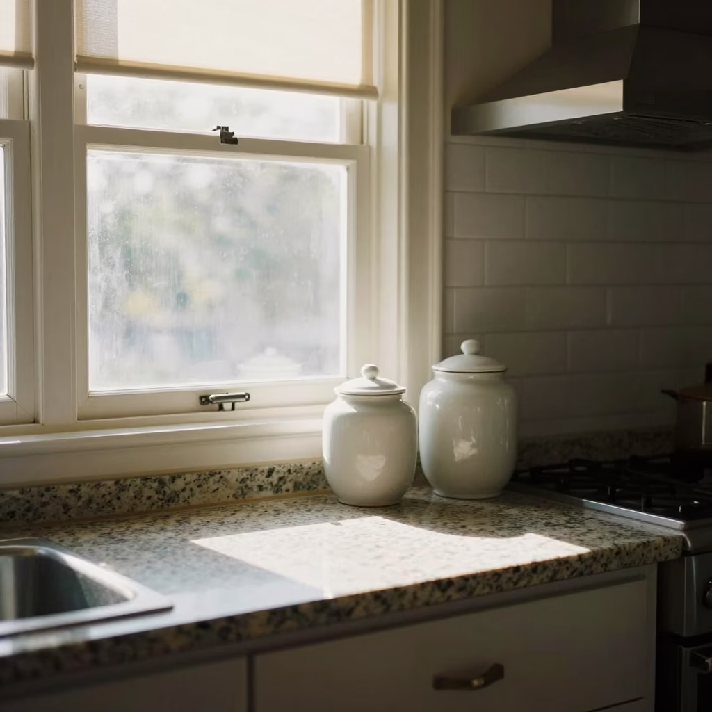 Routine Kitchen in Adelaide at As First Light Reaches The Scene in in Adelaide, South Australia, Australia
