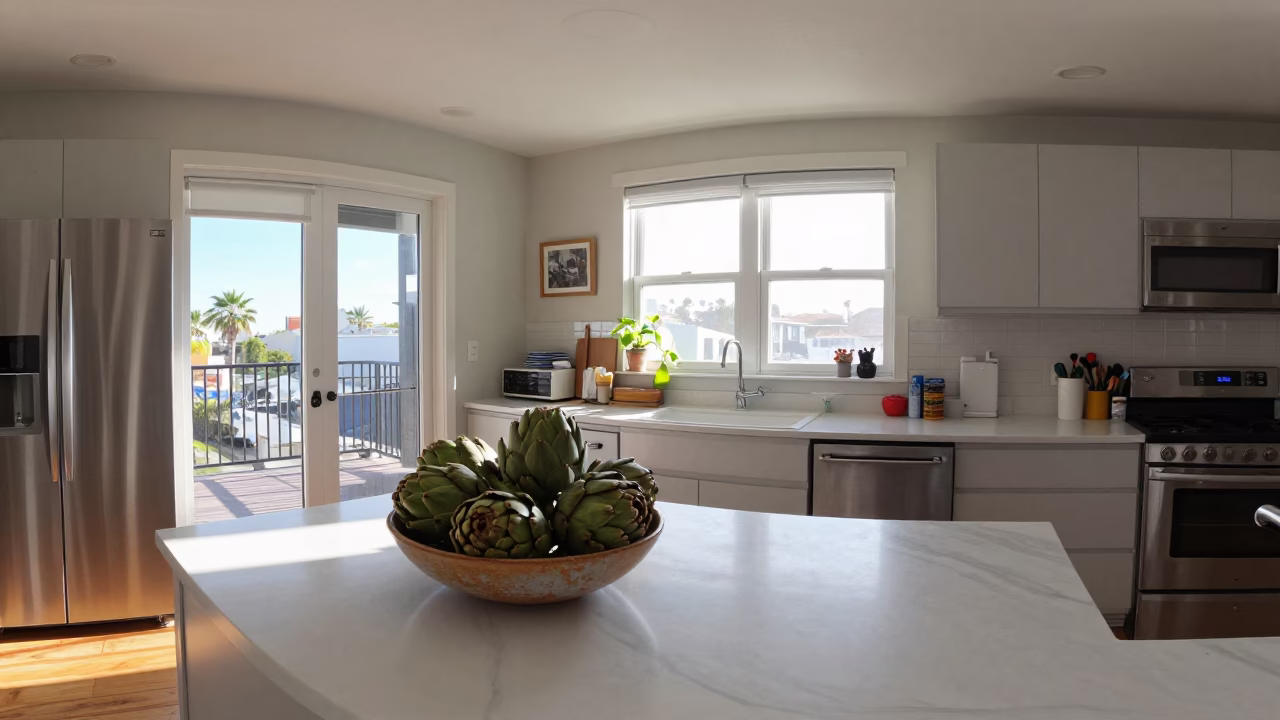 Routine Kitchen in Los Angeles at As First Light Reaches The Scene in in Los Angeles, California, United States