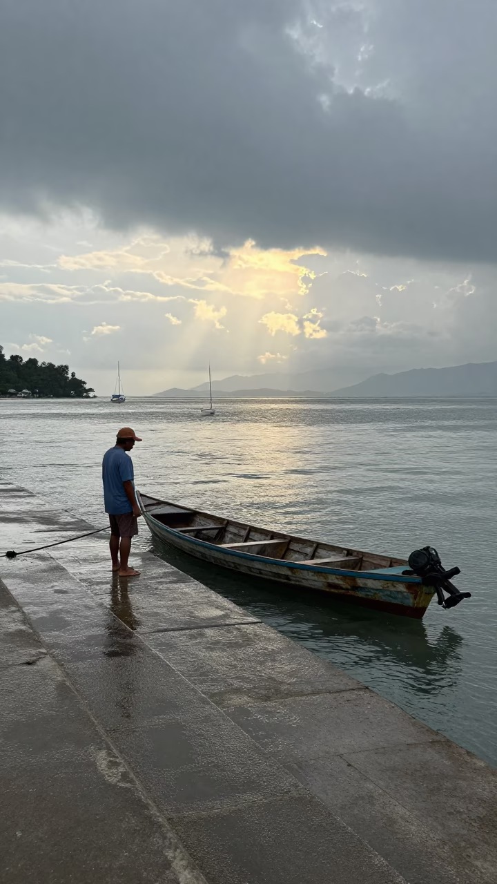 Rowboat at First Light in Phuket in in Phuket, Thailand