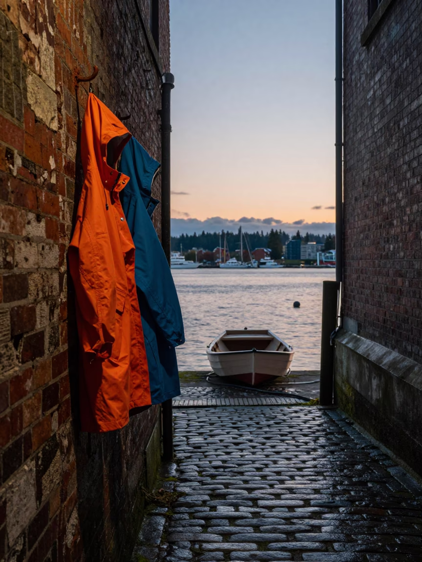 Rowboat in Vancouver at Nautical Dawn Light in in Vancouver, British Columbia, Canada