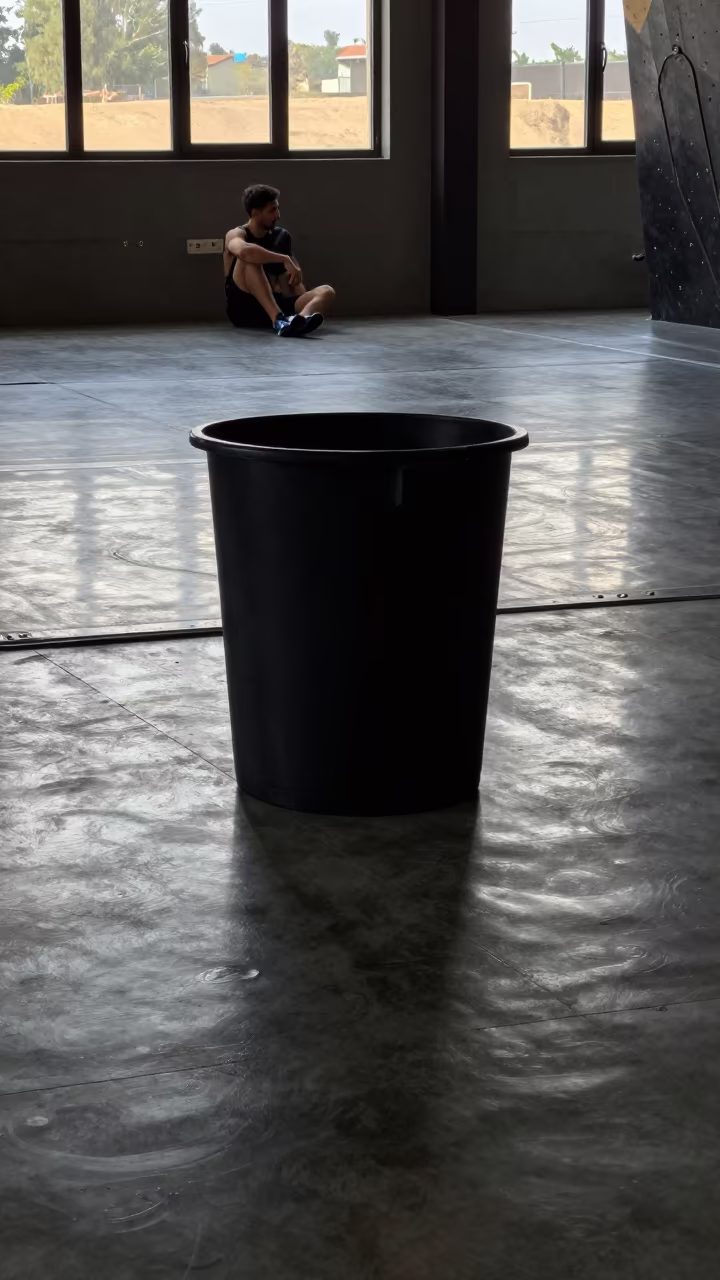 Rower Spare Bin in Nyala Gym Warmup Zone in inside a climbing gym warmup zone in Nyala