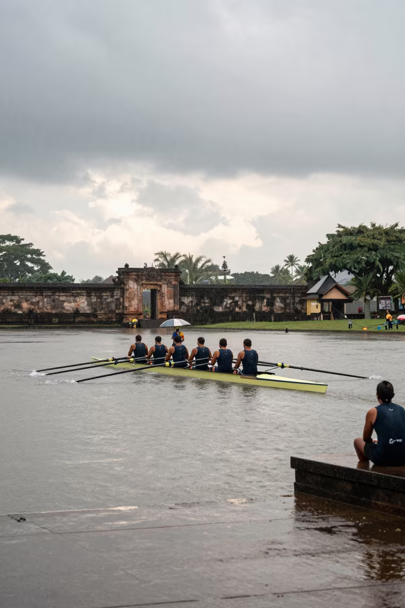 Rowing Crew in Catia La Mar Temple Courtyard in in a temple courtyard in Catia La Mar