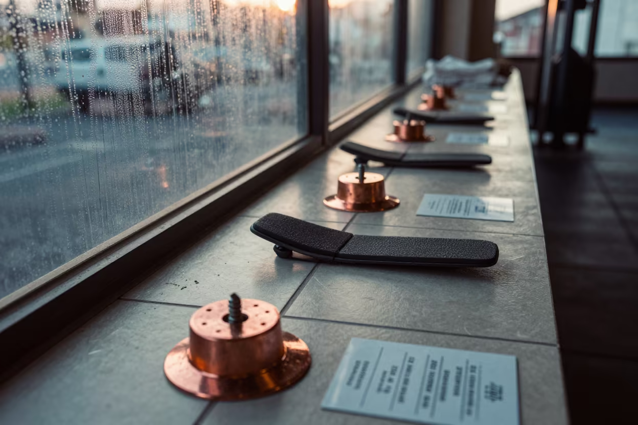 Rowing Footstrap Cup on Gym Desk in Arica in at a gym check-in desk in Arica