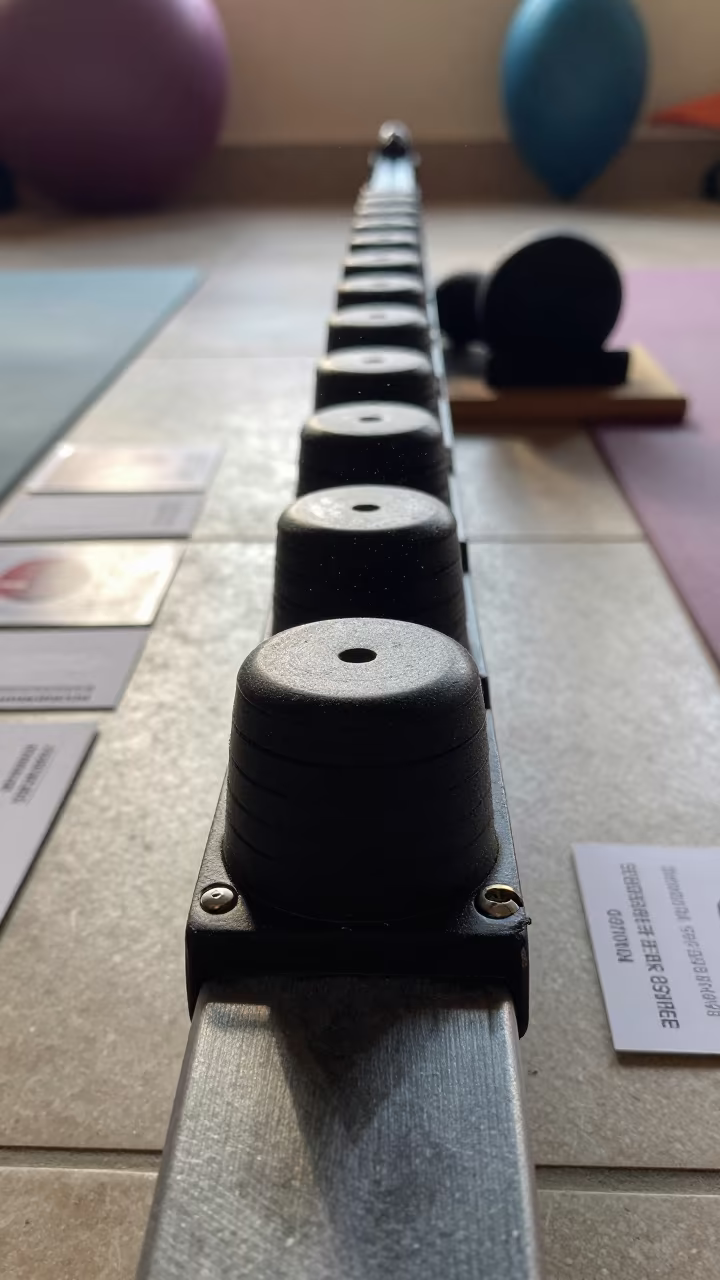 Rowing Footstrap Screw Cup in Pune Studio in inside a yoga studio before the session begins in Pune