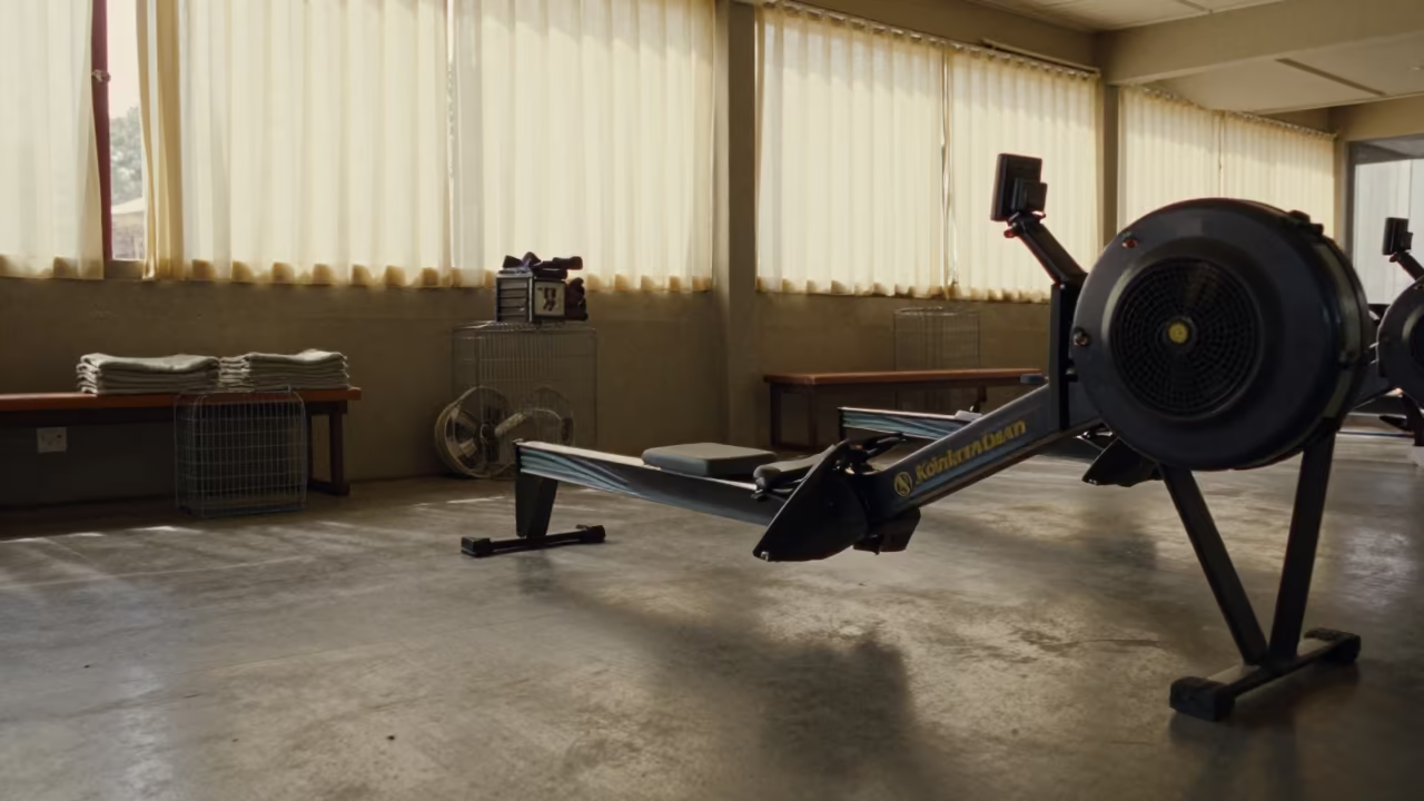 Rowing Lanes in Bahir Dar Studio Before Class in inside a spin studio under class lights in Bahir Dar