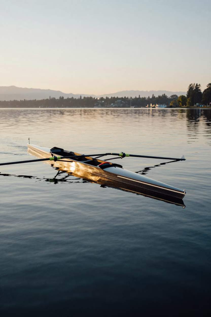 Rowing Shell on Flat Water at Dawn in Vancouver British Columbia Canada in in Vancouver, British Columbia, Canada