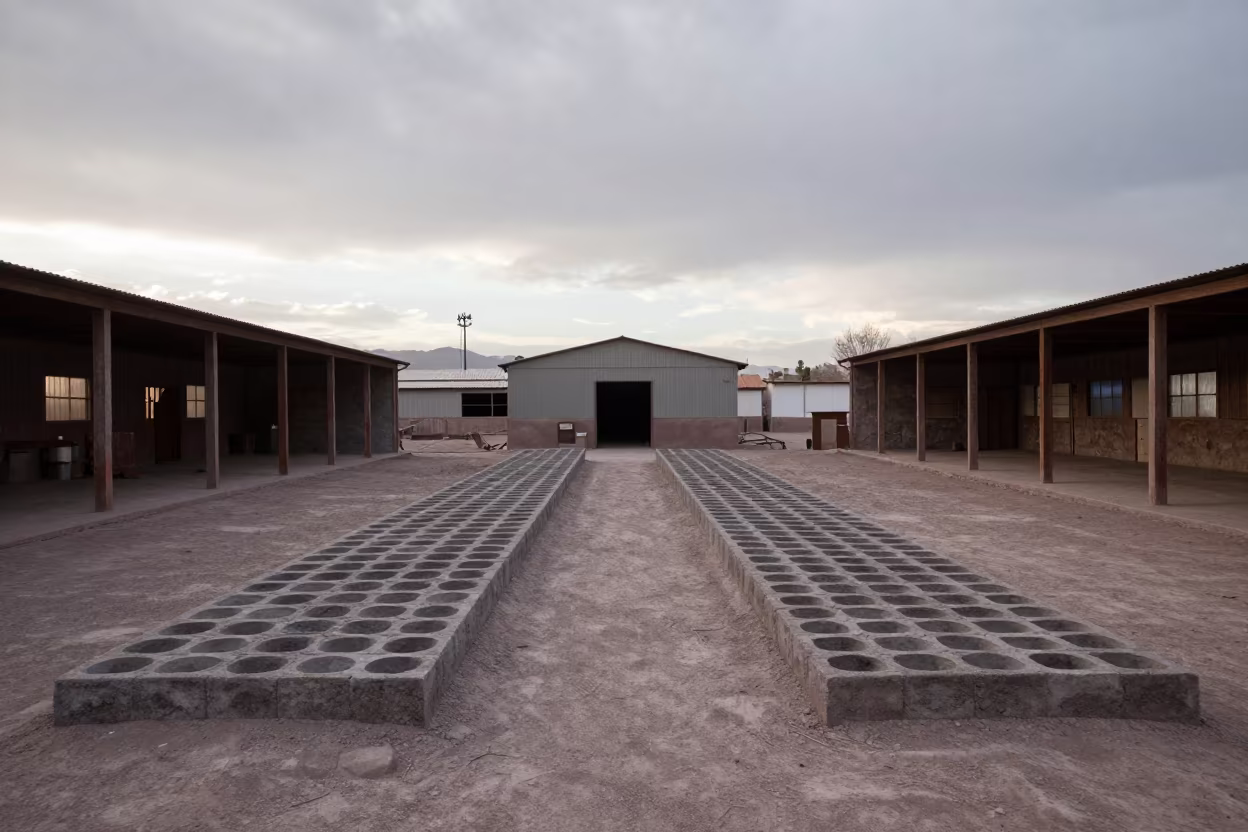 Rows of Sand Molds in Jujuy Foundry Bay in in a welding bay near San Salvador de Jujuy