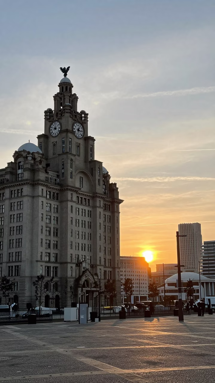 Royal Liver Building And Albert Dock in Liverpool in in Liverpool, United Kingdom