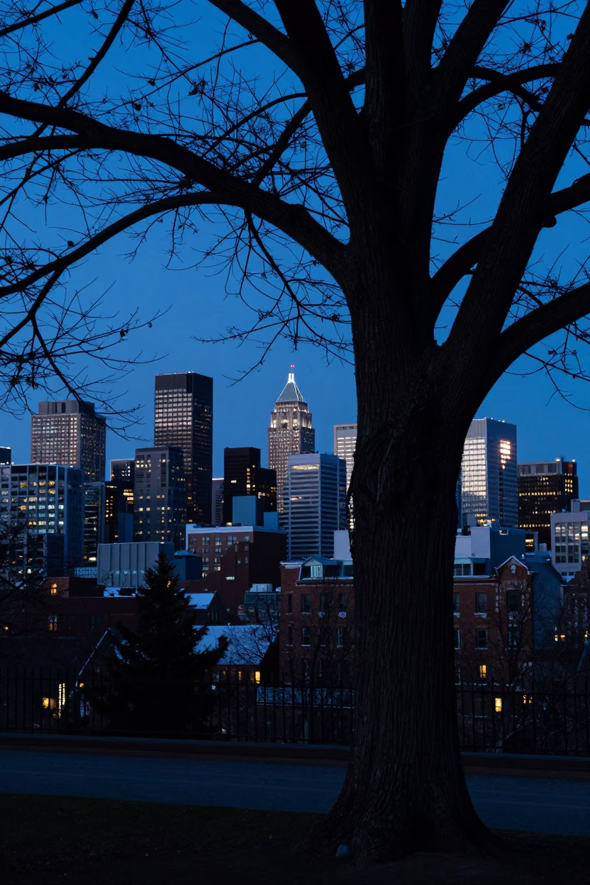 Royal Park in Montreal at The Predawn Darkness Light in in Montreal, Quebec, Canada