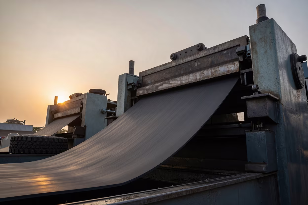 Rubber Molding at Sunset in Jhang Factory in in a machine shop near Jhang