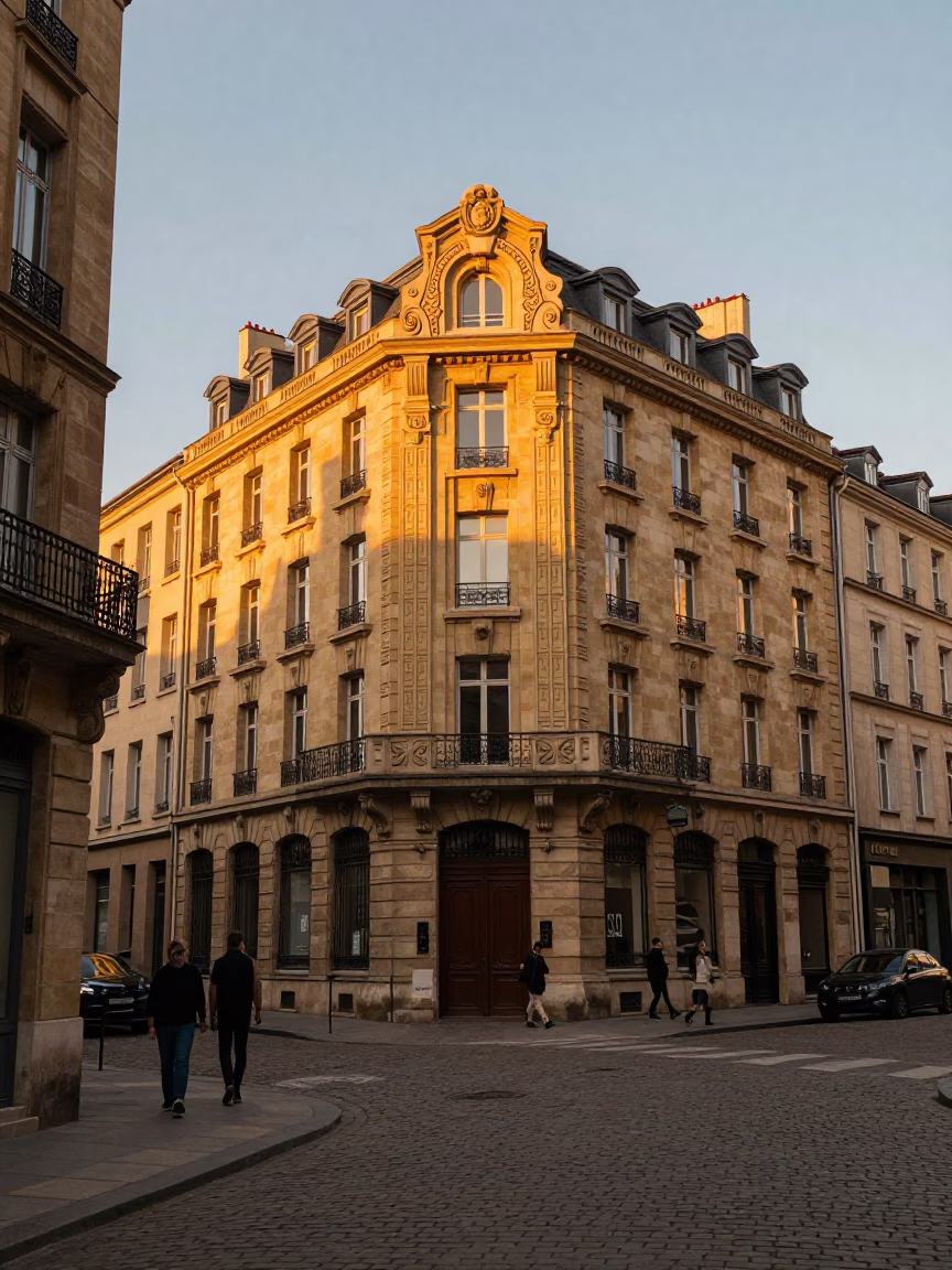 Rue Saint-Jean in Lyon at Sunset Light in in Lyon, France