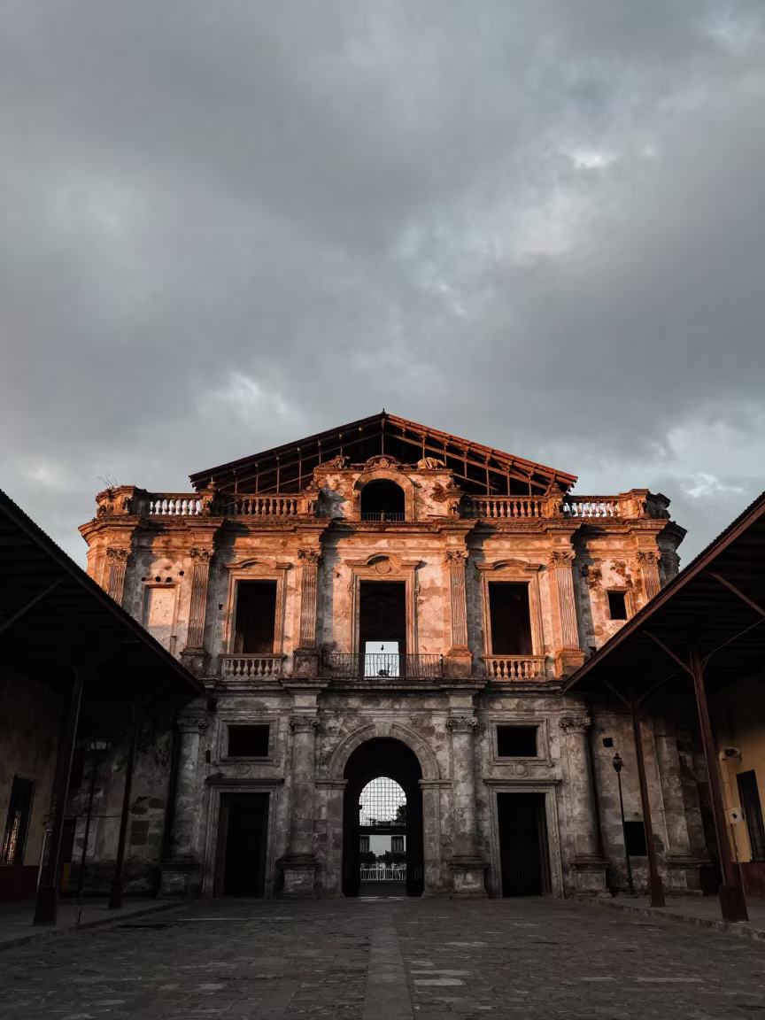 Ruined Castle Keep Inside Restored Train Terminal Puebla in inside a restored train terminal in Puebla