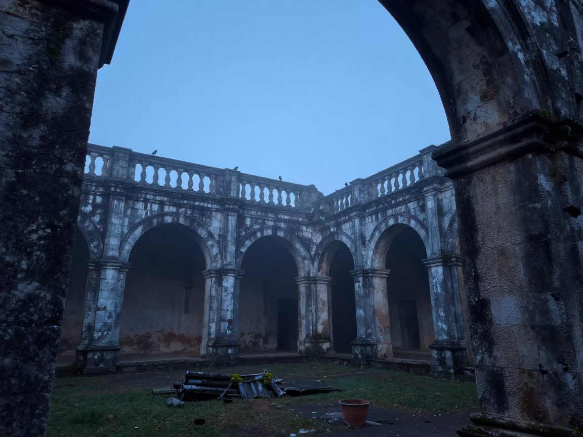 Ruined Cloister in Evening Blue Fog Near Punto Fijo in near Punto Fijo