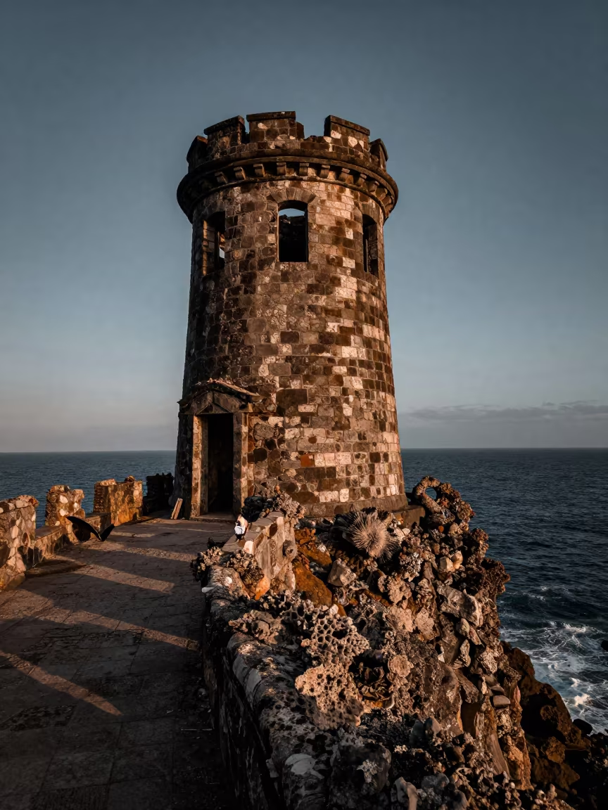 Ruined Watchtower on Sea Cliff Philippines in in Philippines