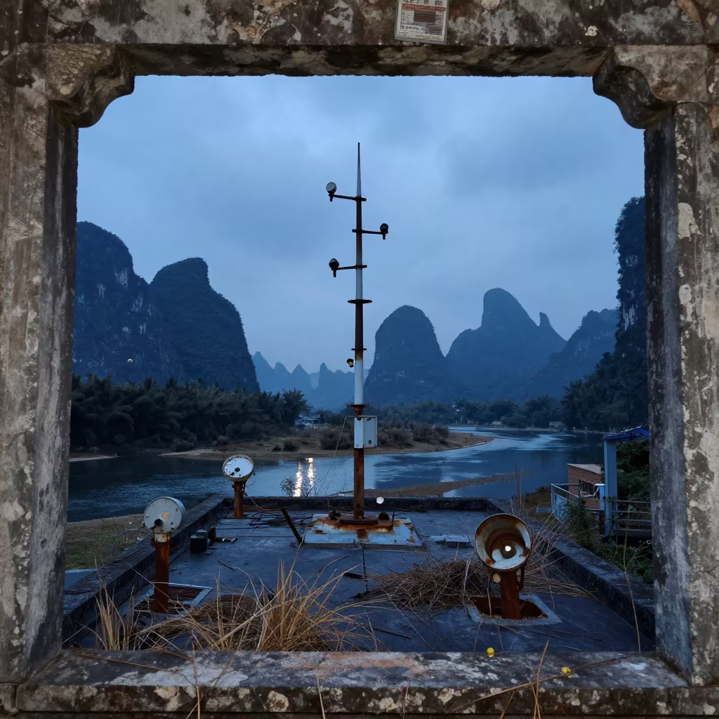 Ruined Weather Station Yangshuo Blue Hour in near Yangshuo