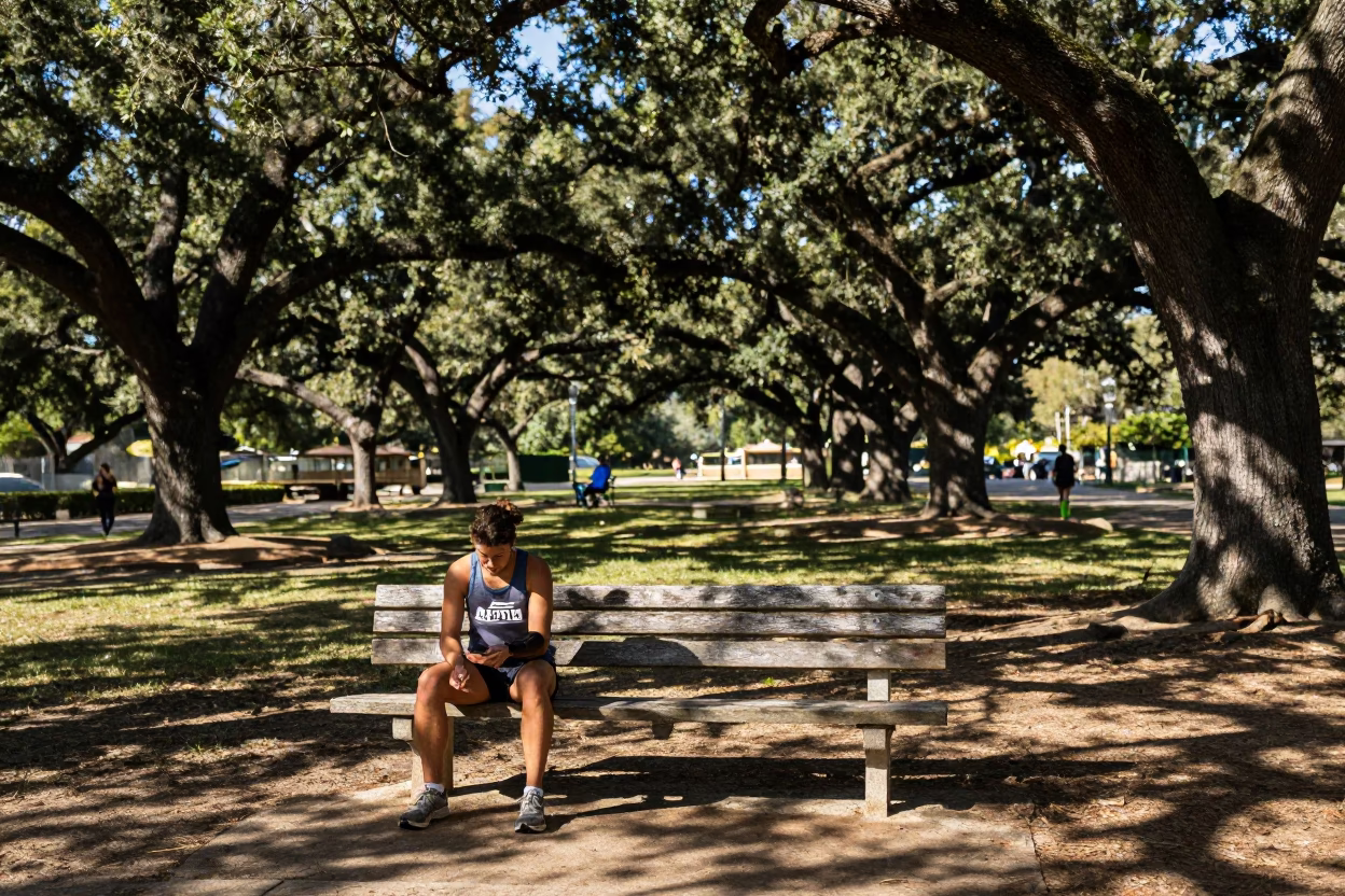 Runner Pausing in Austin in in Austin, Texas, United States