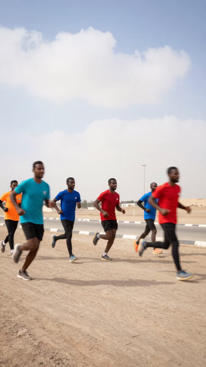 Runners Blur Past Finish Line Nasiriyah in in Nasiriyah