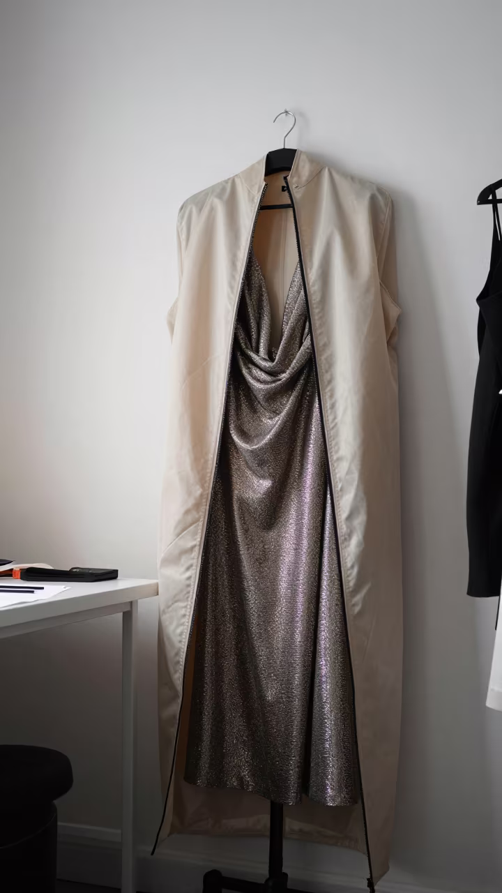 Runway Dress Unzipped in Gothenburg Atelier in inside a couture atelier in Gothenburg