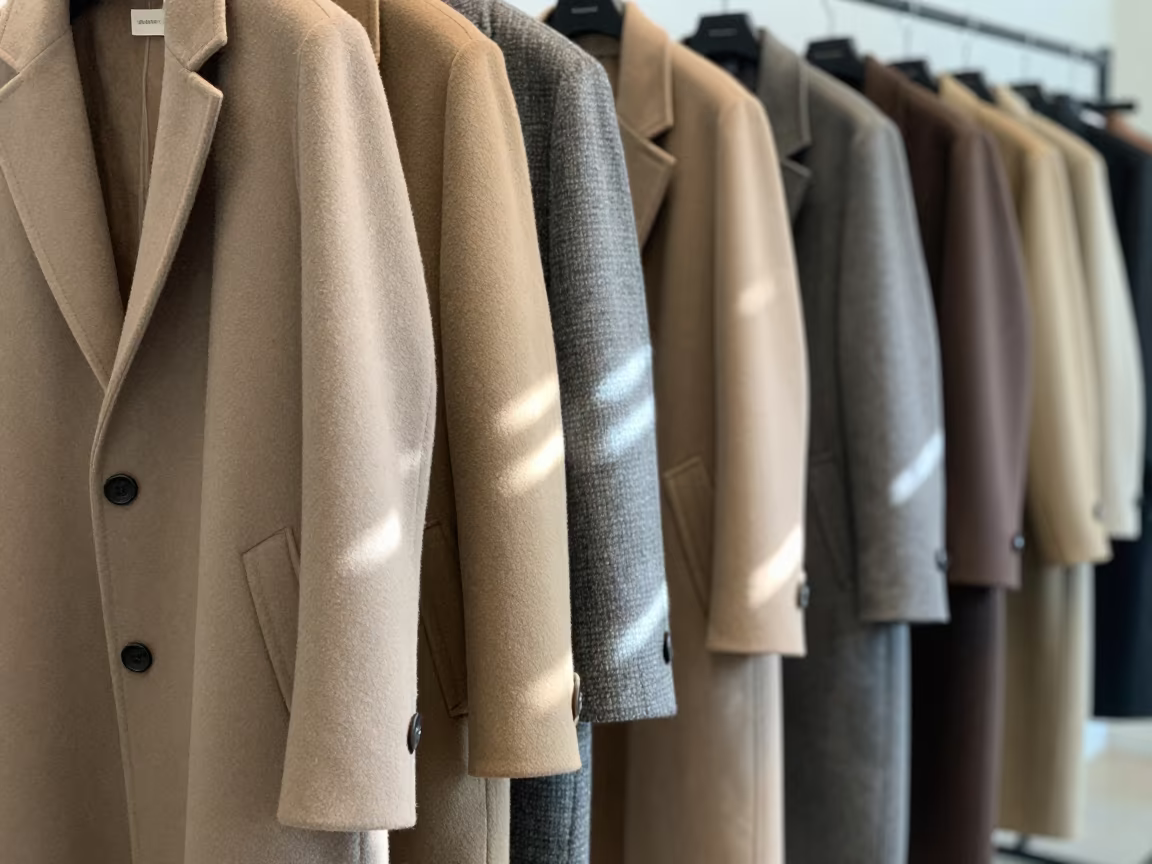 Runway Outerwear Lineup in Abu Dhabi Showroom in under runway rehearsal lights in Abu Dhabi