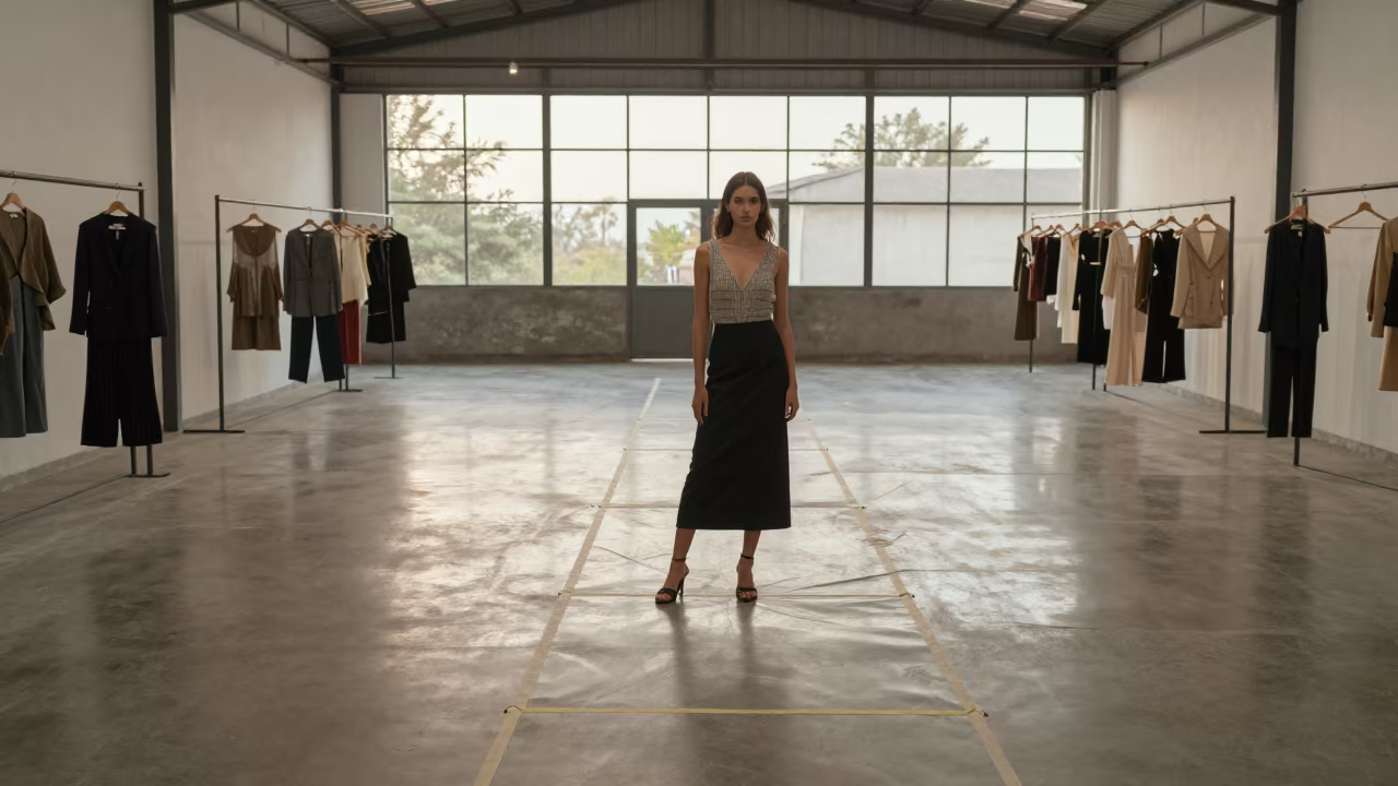 Runway Rehearsal in Mandalay Warehouse in inside a minimalist showroom in Mandalay