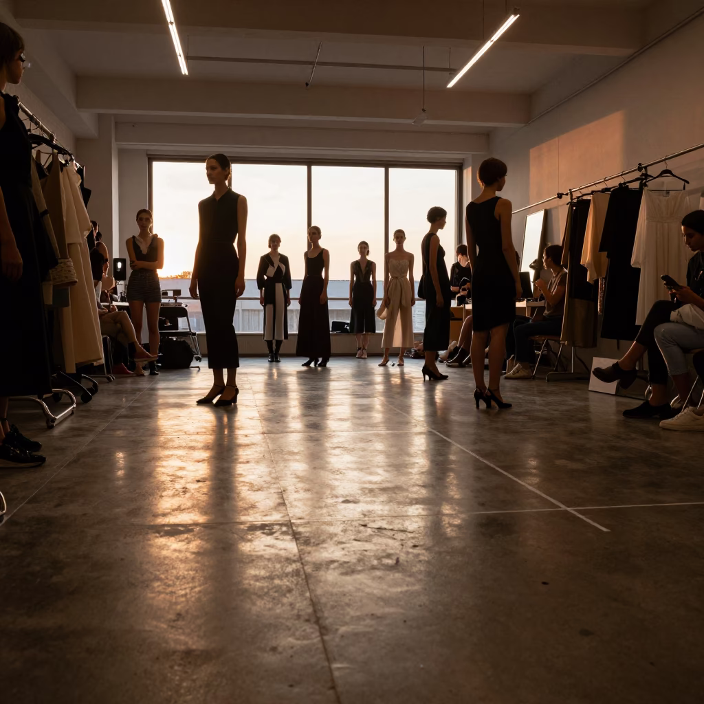 Runway Rehearsal in Saint-Jean-Baptiste Atelier in inside a couture atelier in Saint-Jean-Baptiste, Quebec City