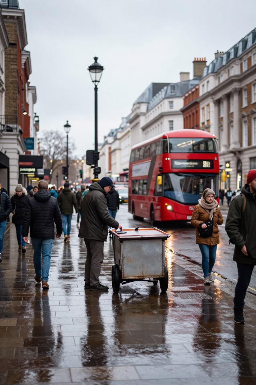 Rushing Pedestrians in London in in London, United Kingdom