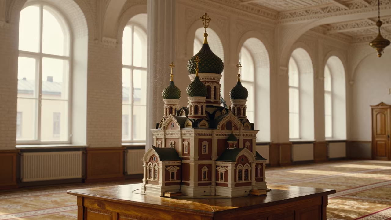 Russian Cathedral in Stockholm Mosque Summer Light in in a mosque prayer hall in Ostermalm, Stockholm