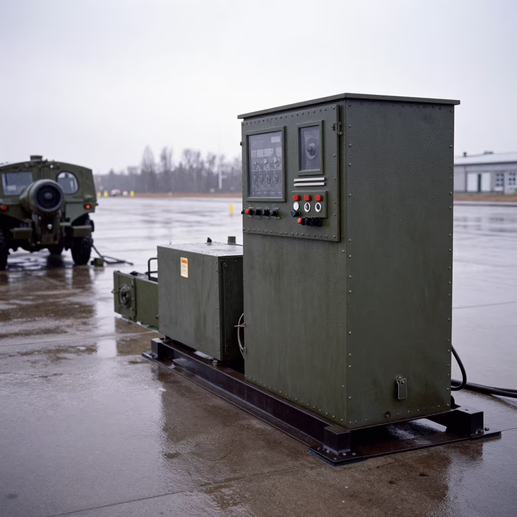 Russian Generator Board Airbase Thaw in along an airbase flight line in Russia