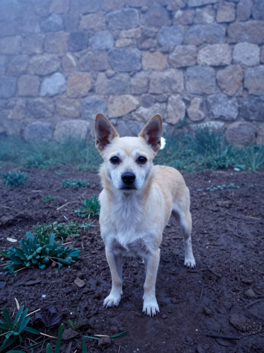 Russian Toy Dog Portrait Morning Light Kahramanmaraş in near a garden edge with soft morning light and an uncluttered background in Kahramanmaraş