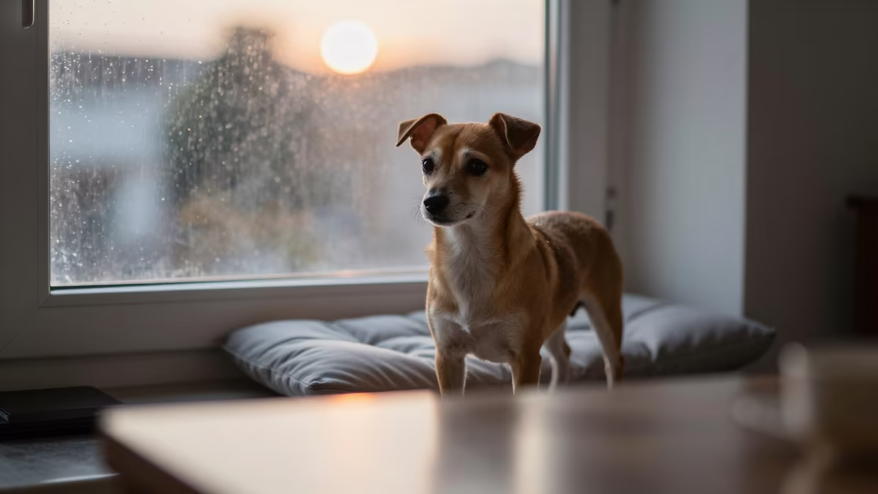 Russian Toy Portrait on Window Seat Near Omdurman in on a cushioned window seat with soft side light and an uncluttered background near Omdurman