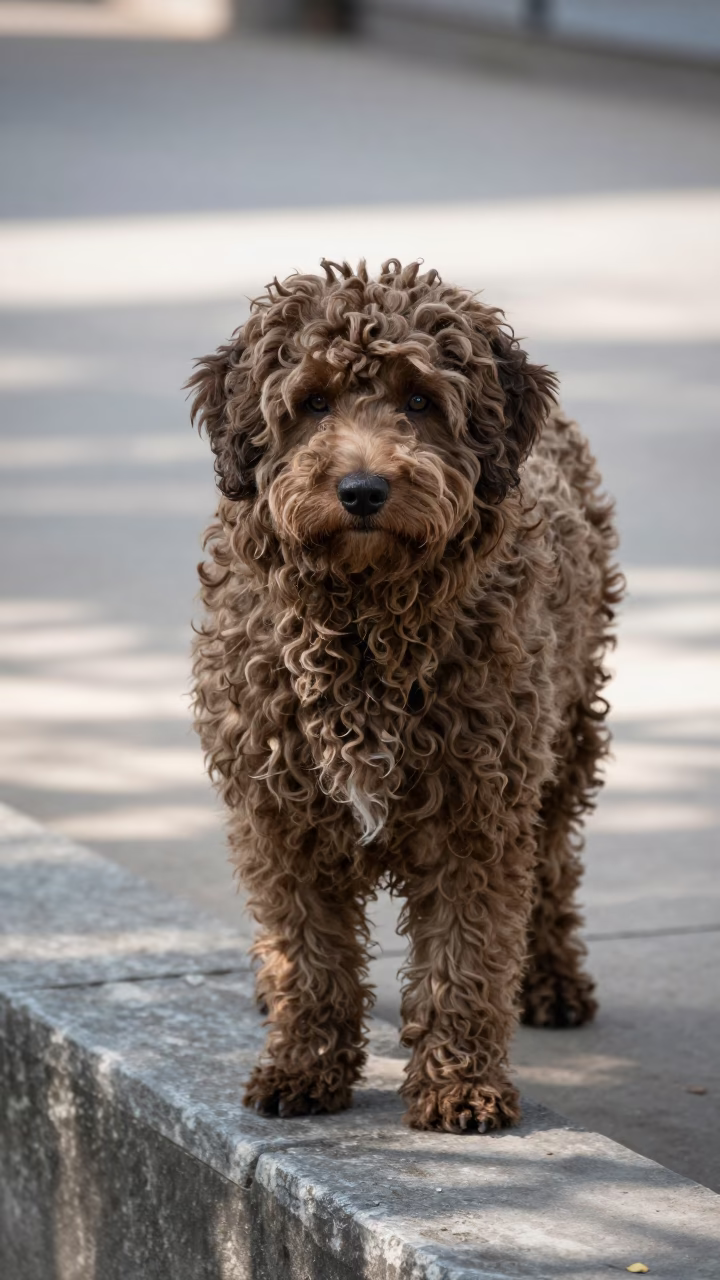 Russian Tsvetnaya Bolonka Portrait on Imphal Path in along a quiet park path with soft open shade and a clean background in Imphal