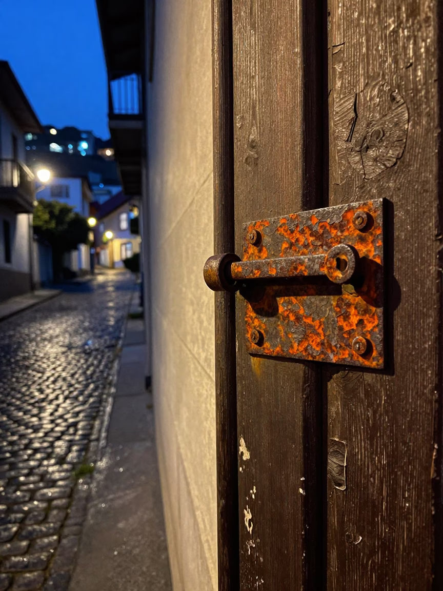 Rust after dark in Valparaiso in in Valparaiso, Chile