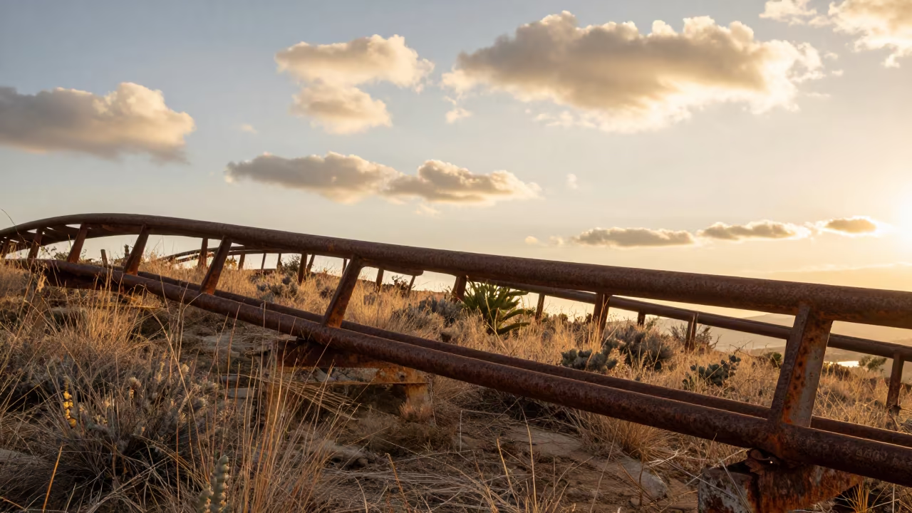 Rust on Ridge Sunset Oaxaca Roller Coaster in on a wind-scoured ridge near Oaxaca