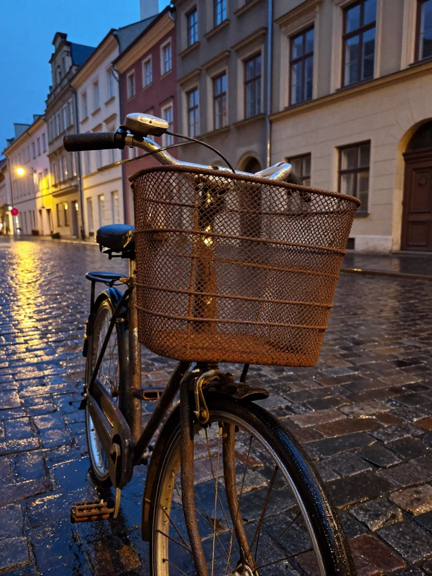 Rusted Bicycle Basket in Krakow in in Krakow, Poland