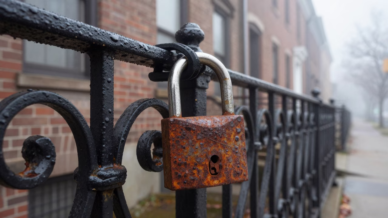 Rusted Bicycle Lock in Portland in in Portland, United States