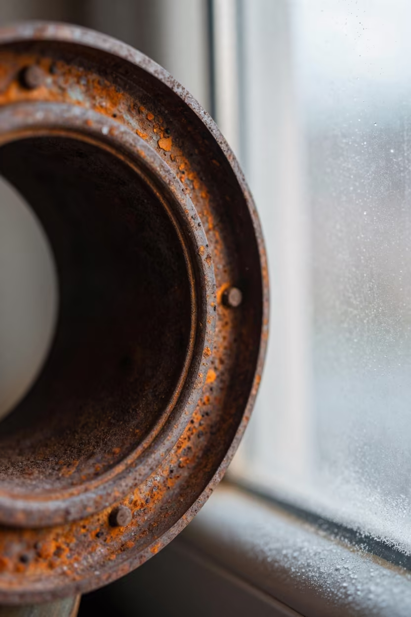 Rusted Bolt Rim Frost Window Santa Cruz in along a frost-edged windowpane in Santa Cruz