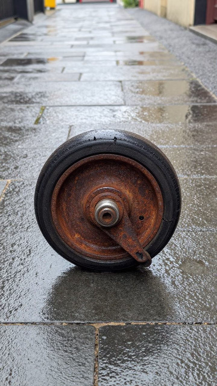 Rusted Caster Wheel in Hobart in in Hobart, Australia