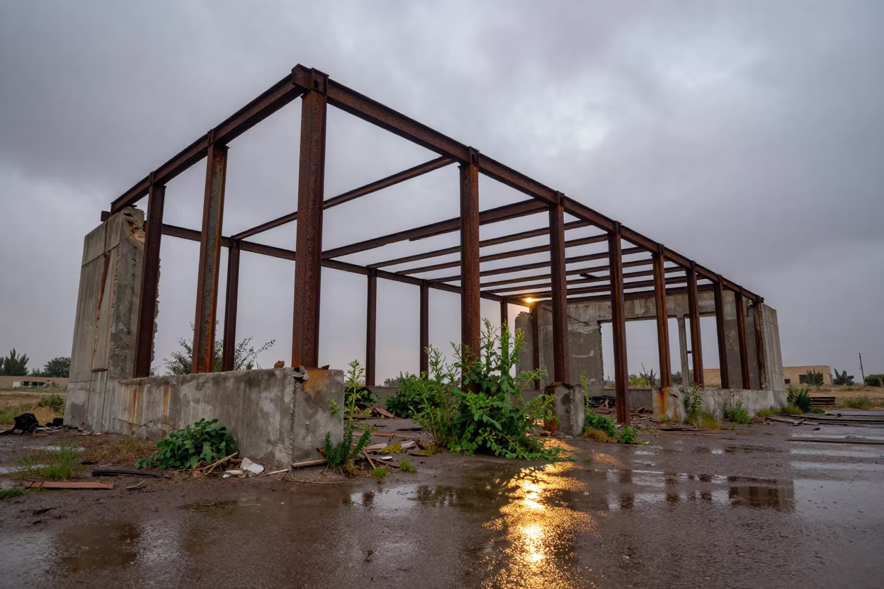 Rusted Cinema Ribs After Rain Afghanistan in in Afghanistan